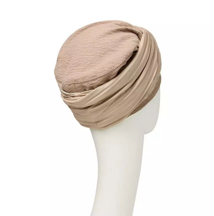 Emy V Turban - Structure with Plisse` |  Beige Gold