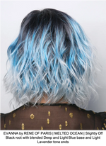 EVANNA by RENE OF PARIS | MELTED OCEAN | Slightly Off Black root with blended Deep and Light Blue base and Light Lavender tone ends