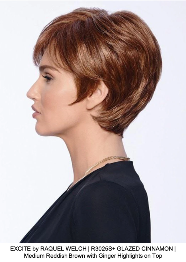 EXCITE by RAQUEL WELCH | R3025S+ GLAZED CINNAMON | Medium Reddish Brown with Ginger Highlights on Top