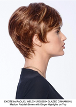 EXCITE by RAQUEL WELCH | R3025S+ GLAZED CINNAMON | Medium Reddish Brown with Ginger Highlights on Top