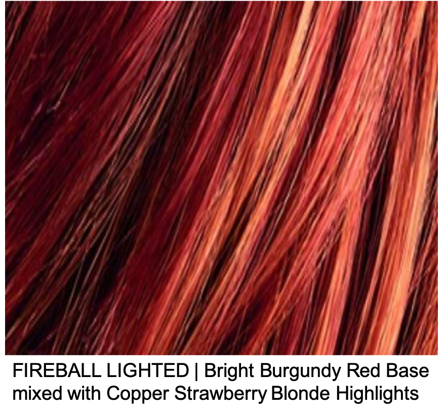 FIREBALL LIGHTED | Bright Burgundy Red Base mixed with Copper Strawberry Blonde Highlights