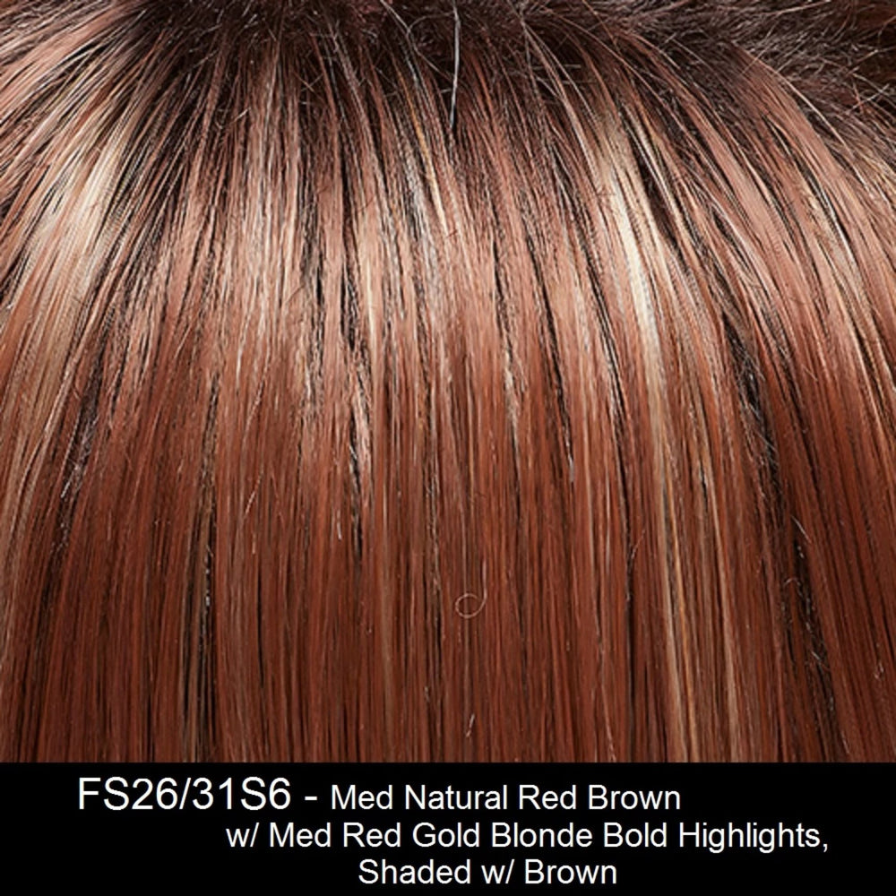 FS26/31S6 Salted Caramel | Medium Natural Red Brown with Red Gold Blonde Bold Highlights, Shaded with Brown
