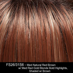 FS26/31S6 - Med Natural Red Brown w/ Med Red Gold Blonde Bold Highlights, Shaded w/ Brown