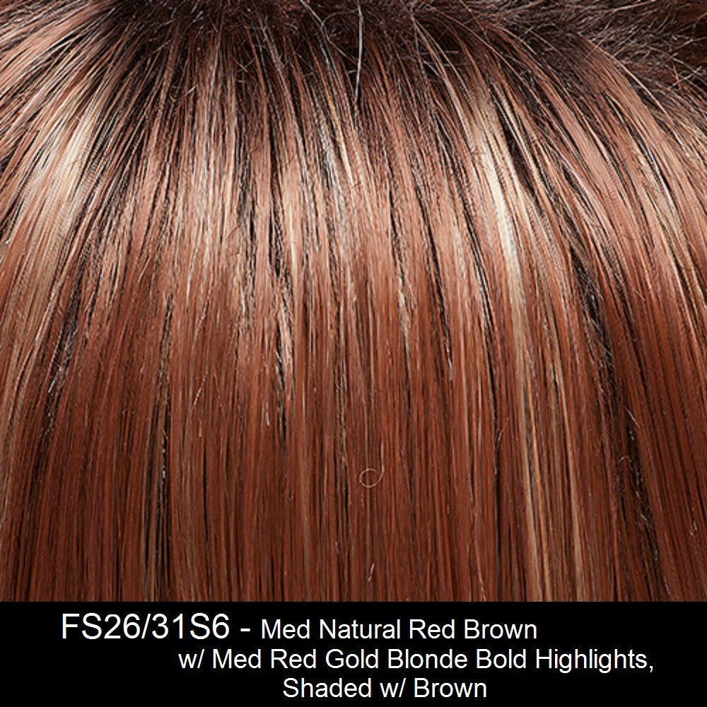 FS26/31S6 - Med Natural Red Brown w/ Med Red Gold Blonde Bold Highlights, Shaded w/ Brown