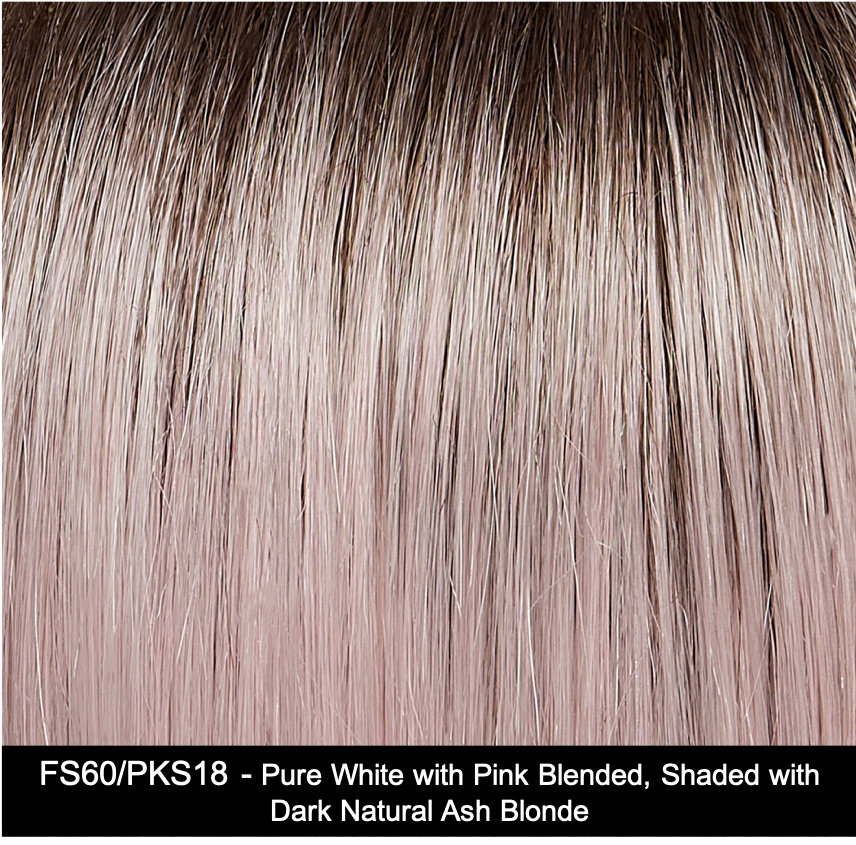 FS60/PKS18 | Pure White with Pink Blended. Shaded with Dark Natural Ash Blonde