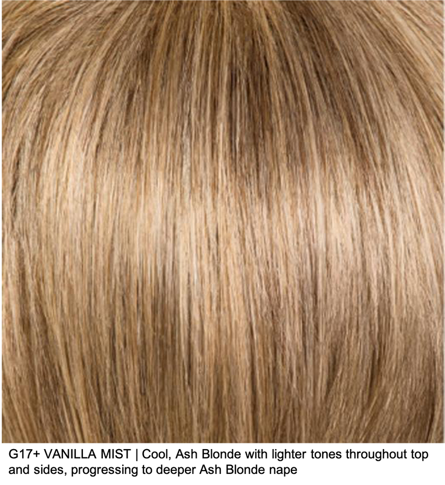G17+ VANILLA MIST | Cool, Ash Blonde with lighter tones throughout top and sides, progressing to deeper Ash Blonde nape