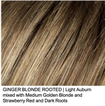 GINGER BLONDE ROOTED | Light Auburn mixed with Medium Golden Blonde and Strawberry Red and Dark Roots