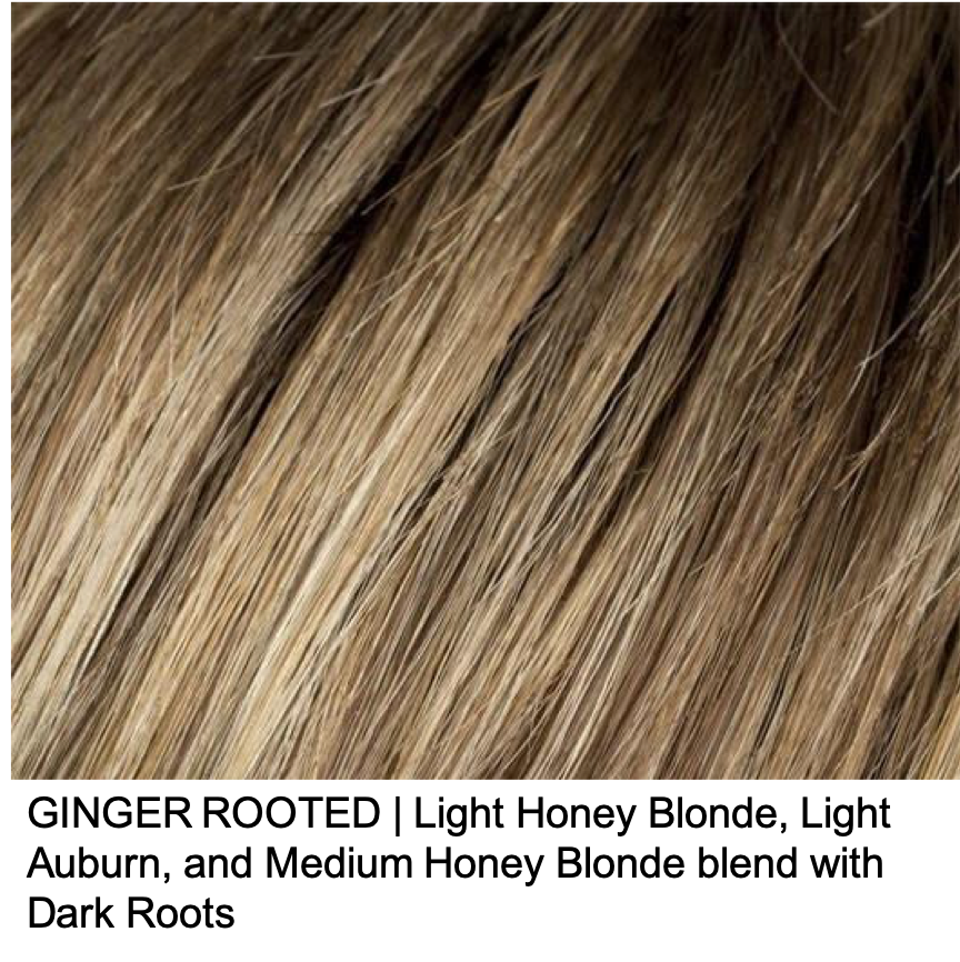 GINGER ROOTED | Light Honey Blonde, Light Auburn, and Medium Honey Blonde blend with Dark Roots