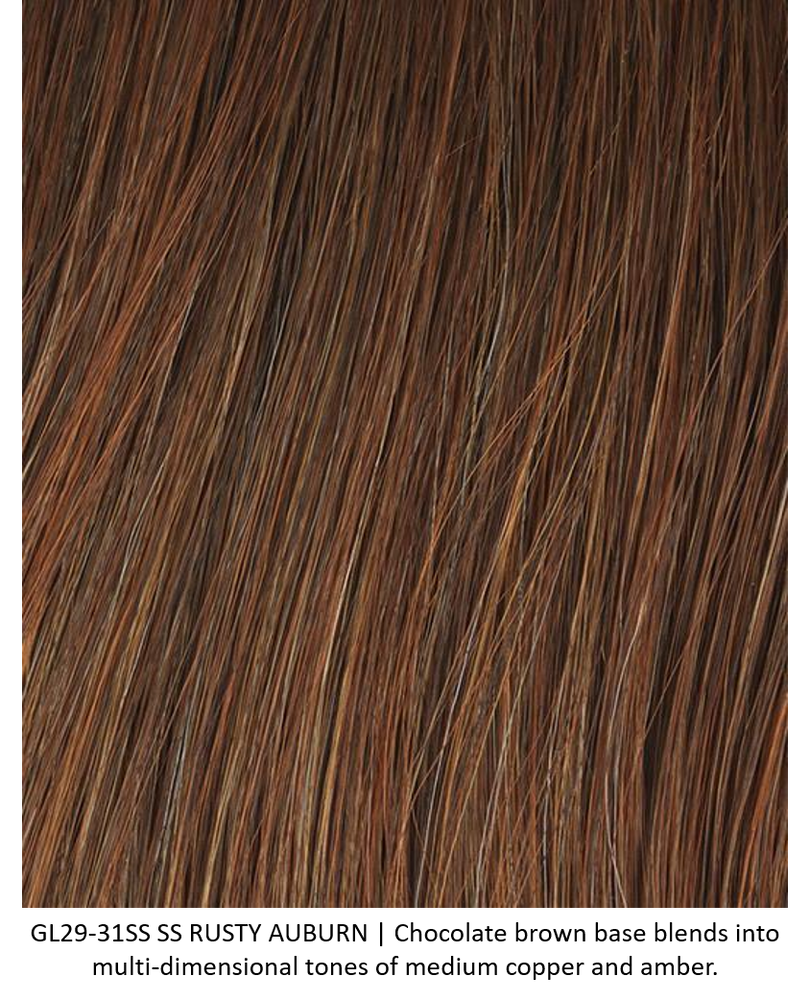 GL29-31SS SS RUSTY AUBURN | Chocolate brown base blends into multi-dimensional tones of medium copper and amber. Gabor