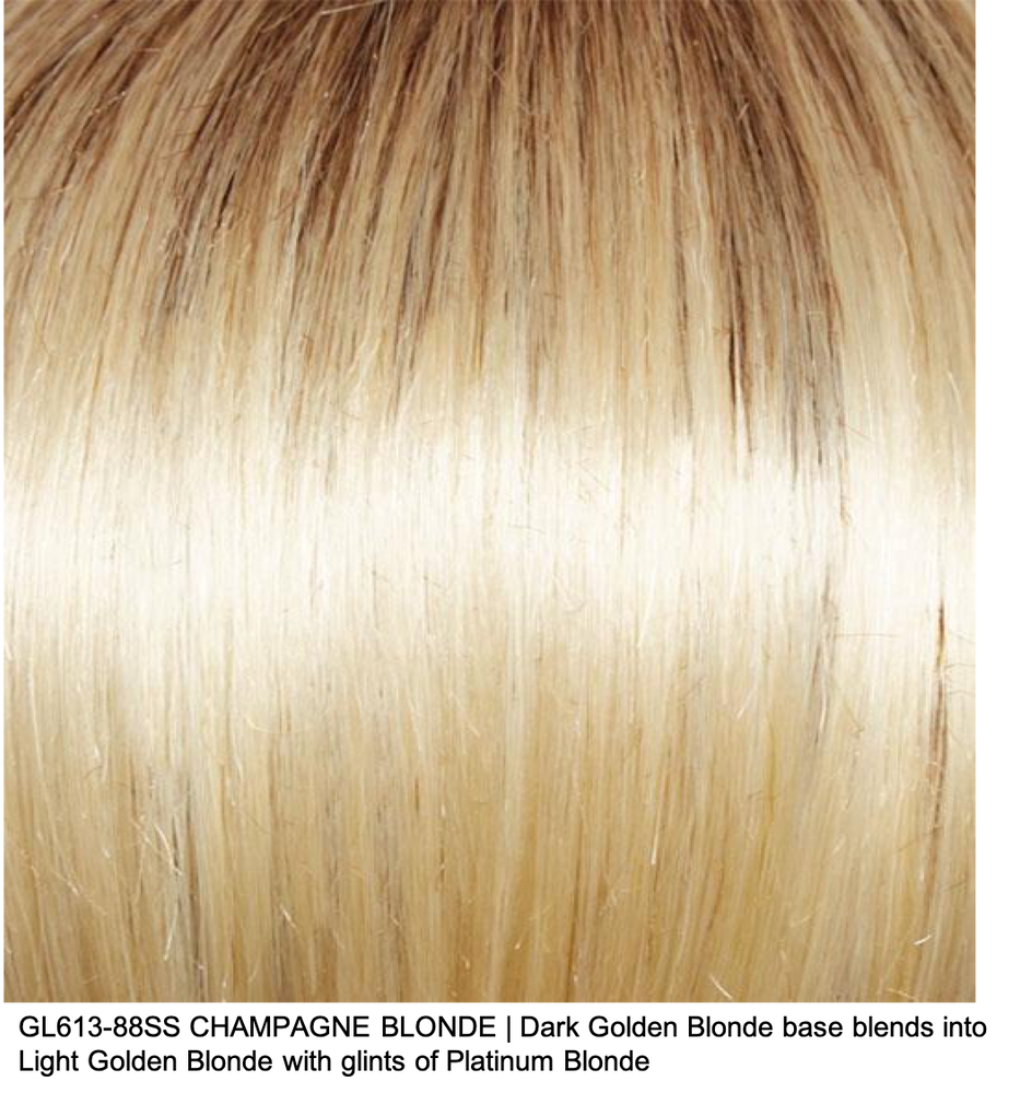 GL613-88SS CHAMPAGNE BLONDE | Dark Golden Blonde base blends into Light Golden Blonde with hints of Platinum Blonde