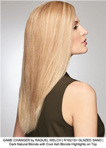 GAME CHANGER by RAQUEL WELCH | R1621S+ GLAZED SAND | Dark Natural Blonde with Cool Ash Blonde Highlights on Top