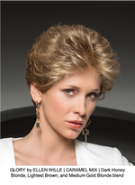GLORY by ELLEN WILLE | CARAMEL MIX | Dark Honey Blonde, Lightest Brown, and Medium Gold Blonde blend