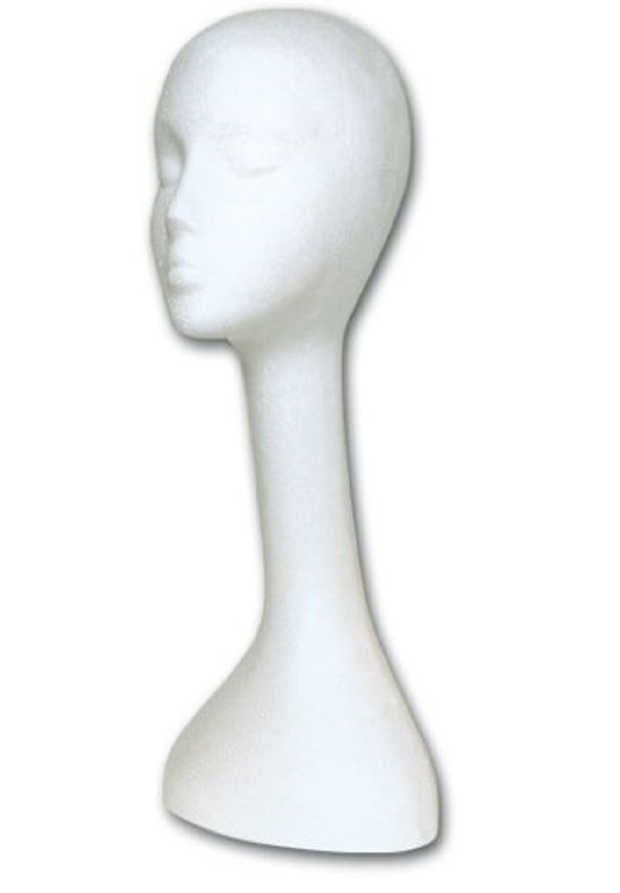 4 White Female Styrofoam Mannequin Heads - Long Neck MM-433