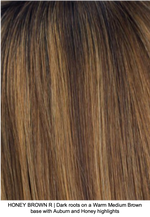 HONEY BROWN R | Dark roots on a Warm Medium Brown base with Auburn and Honey highlights