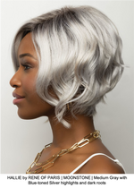 HALLIE by RENE OF PARIS | MOONSTONE | Medium Gray with Blue-toned Silver highlights and dark roots