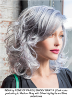 INDIA by RENE OF PARIS | SMOKY GRAY R | Dark roots graduating to Medium Gray with Silver highlights and Blue undertones