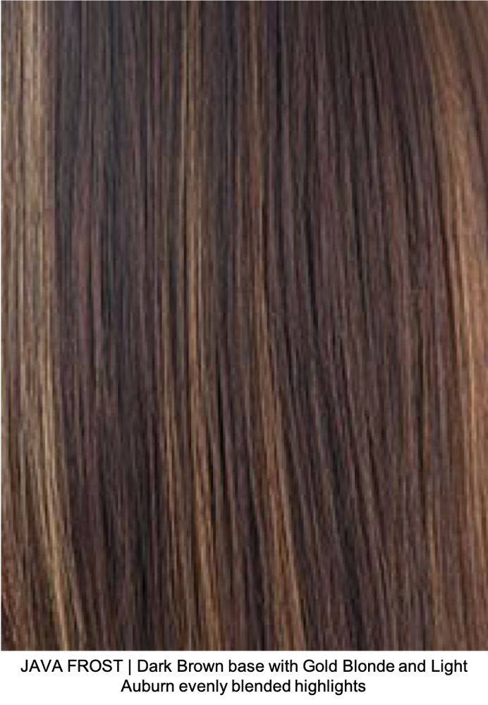 JAVA FROST | Dark Brown base with Gold Blonde and Light Auburn evenly blended highlights