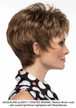 JACQUELINE by ENVY | TOASTED SESAME | Medium Brown roots with overall Light Brown highlighted with Wheat Blonde