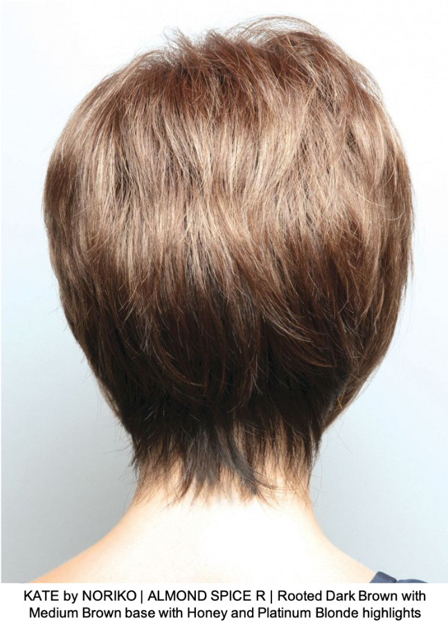 KATE by NORIKO | ALMOND SPICE R | Rooted Dark Brown with Medium Brown base with Honey and Platinum Blonde highlights