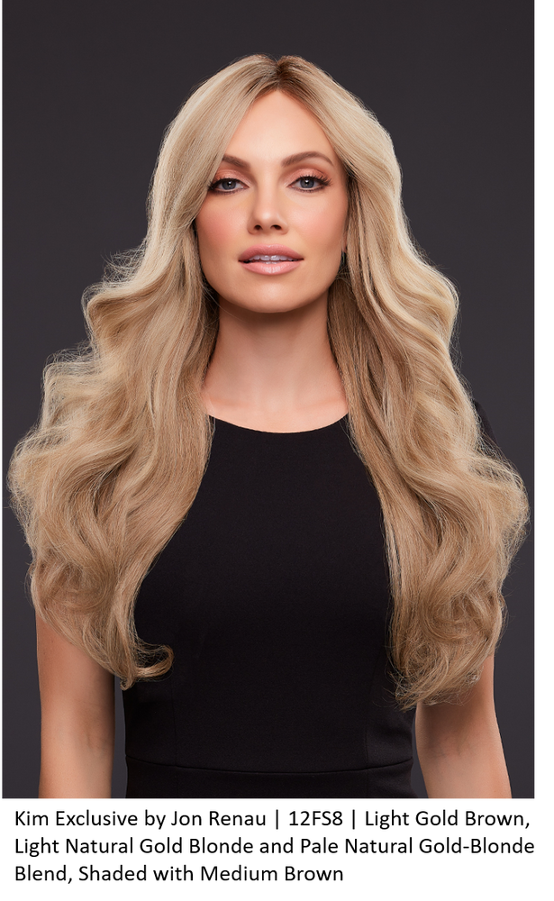 Kim Exclusive by Jon Renau | 12FS8 | Light Gold Brown, Light Natural Gold Blonde and Pale Natural Gold-Blonde Blend, Shaded with Medium Brown
