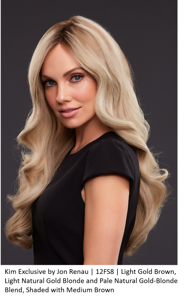 Kim Exclusive by Jon Renau | 12FS8 | Light Gold Brown, Light Natural Gold Blonde and Pale Natural Gold-Blonde Blend, Shaded with Medium Brown