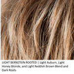 LIGHT BERNSTEIN ROOTED | Light Auburn, Light Honey Blonde, and Light Reddish Brown Blend and Dark Roots