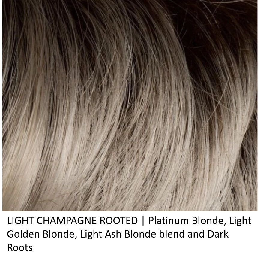 LIGHT-CHAMPAGNE-ROOTED | Platinum Blonde, Light Golden Blonde, Light Ash Blonde blend and Dark Roots