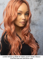 LAVISH WAVEZ by RENE OF PARIS | DUSTY ROSE | Medium Coral Red base with Dark Brown roots