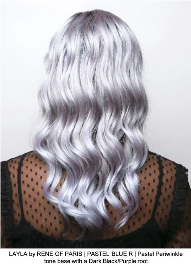 LAYLA by RENE OF PARIS | PASTEL BLUE R | Pastel Periwinkle tone base with a Dark Black/Purple root