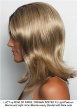 LUCY by RENE OF PARIS | CREAMY TOFFEE R | Light Platinum Blonde and Light Honey Blonde evenly blended with Dark roots