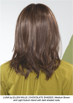 LUNA by ELLEN WILLE | CHOCOLATE SHADED | Medium Brown and Light Auburn blend with dark shaded roots