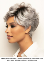 MAX by RENE OF PARIS | SNOWY SAPPHIRE R | Silver White base with a hint of Soft Blue and Smoky Soft Black roots
