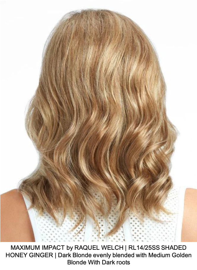 MAXIMUM IMPACT by RAQUEL WELCH | RL14/25SS SHADED HONEY GINGER | Dark Blonde evenly blended with Medium Golden Blonde With Dark roots