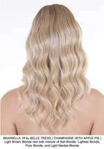 MAXWELLA 18 by BELLE TRESS | CHAMPAGNE WITH APPLE PIE | Light Brown Blonde root with mixture of Ash Blonde, Lightest Blonde, Pure Blonde, and Light Neutral Blonde 