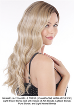 MAXWELLA 22 by BELLE TRESS | CHAMPAGNE WITH APPLE PIE | Light Brown Blonde root with mixture of Ash Blonde, Lightest Blonde, Pure Blonde, and Light Neutral Blonde 