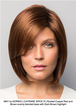 MAY by NORIKO | CAYENNE SPICE R | Rooted Copper Red and Brown evenly blended base with Dark Brown highlight