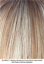 NUTMEG F | Medium Blonde and Honey Brown base frosted with Platinum Blonde highlights