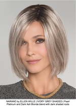NARANO by ELLEN WILLE | IVORY GREY SHADED | Pearl Platinum and Dark Ash Blonde blend with dark shaded roots