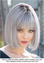 NICO by RENE OF PARIS | SMOKY GRAY R | Medium Gray with Silver highlights and Blue undertones with dark roots