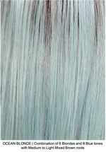 OCEAN BLONDE | Combination of 8 Blondes and 8 Blue tones with Medium to Light Mixed Brown roots 