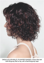 ONDA by ELLEN WILLE | PLUM RED SHADED | Cherry Red with Dark Burgundy Red on top, with a Dark Burgundy nape