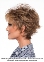 OPHELIA by ENVY | TOASTED SESAME | Medium Brown roots with overall Light Brown highlighted with Wheat Blonde