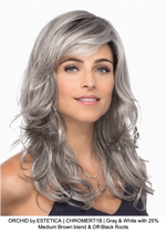ORCHID by ESTETICA | CHROMERT1B | Gray & White with 25% Medium Brown blend & Off-Black Roots