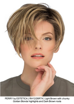 PERRY by ESTETICA | RH12/26RT4 | Light Brown with chunky Golden Blonde highlights and Dark Brown roots