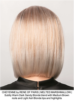 CHEYENNE by RENE OF PARIS | MELTED MARSHMALLOW | Subtly Warm Dark Sandy Blonde blend with Medium Brown roots and Light Ash Blonde tips and highlights