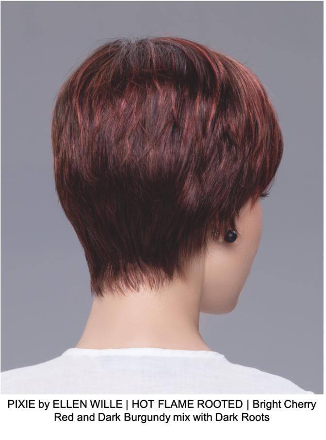 PIXIE by ELLEN WILLE | HOT FLAME ROOTED | Bright Cherry Red and Dark Burgundy mix with Dark Roots