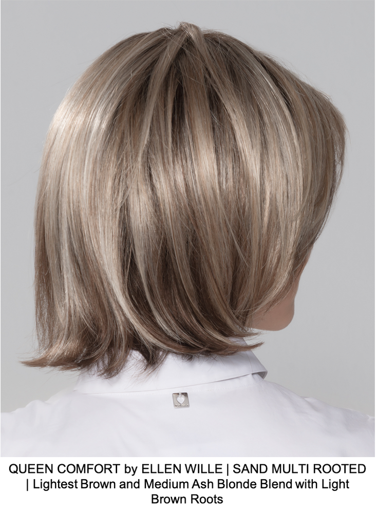 QUEEN COMFORT by ELLEN WILLE | SAND MULTI ROOTED | Lightest Brown and Medium Ash Blonde Blend with Light Brown Roots