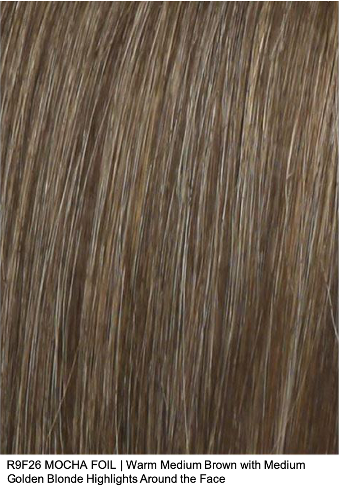 R9F26 MOCHA FOIL | Warm Medium Brown with Medium Golden Blonde Highlights Around the Face