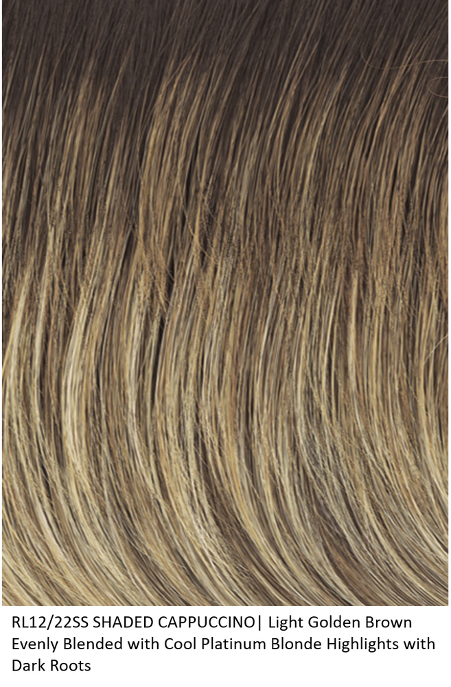 RL12/22SS SHADED CAPPUCCINO | Light Golden Brown Evenly Blended with Cool Platinum Blonde Highlights and Dark Roots 