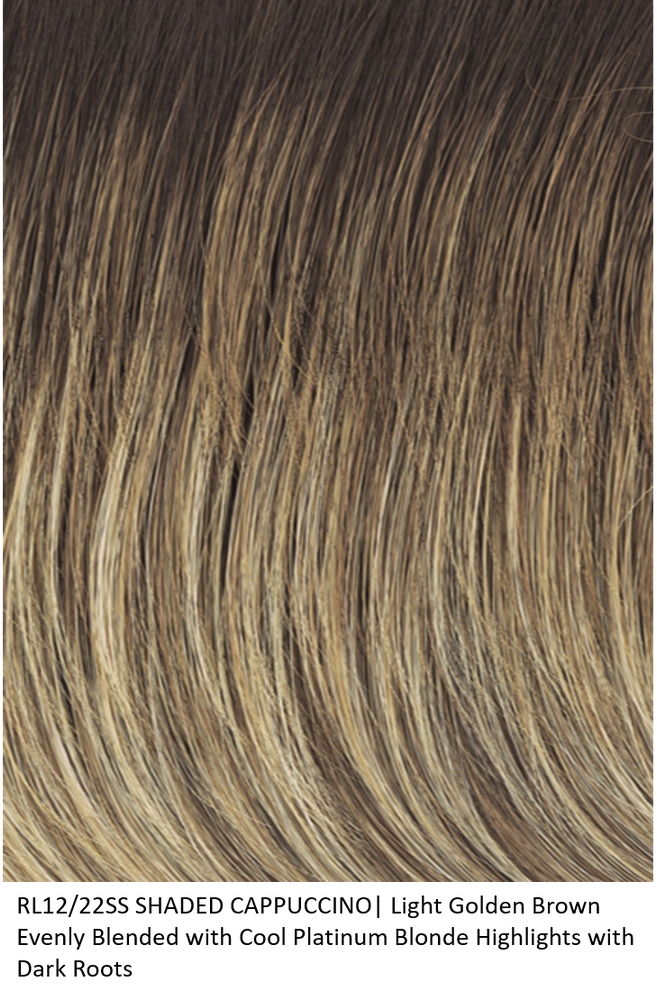RL12/22SS SHADED CAPPUCCINO | Light Golden Brown Evenly Blended with Cool Platinum Blonde Highlights and Dark Roots by Raquel Welch